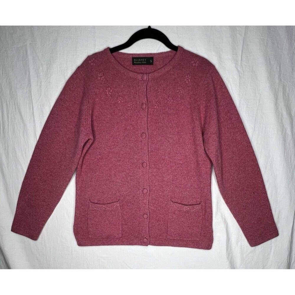 VTG Blarney Woollen Mills Women’s Red Lambswool Button Down Sweater Size S